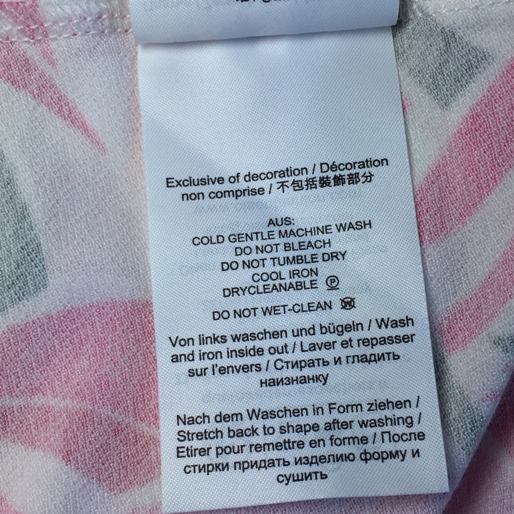 Olsen Pink Leaf Design Jersey Ruched Front Midi Dress Size Large - Picture 9 of 13